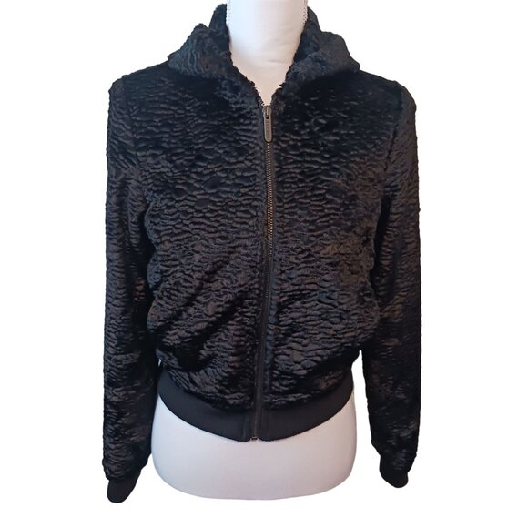 NEW Tucker for Target Black Faux‎ Fur Persian Jacket Floral Satin Lining, Size M - Picture 3 of 14